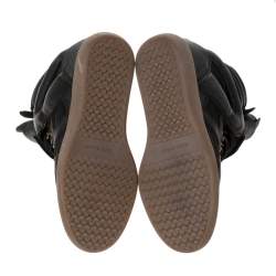 Pre Owned Isabel Marant Black Leather And Suede Trim Tibetan Sneakers Size 37