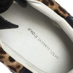 Isabel Marant Brown Leopard Print Calfhair and Leather Low Top Sneakers Size 39