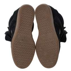 Pre Owned Isabel Marant Black Suede And Leather Bekett Wedge High Top Sneakers Size 38