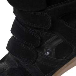 Pre Owned Isabel Marant Black Suede And Leather Bekett Wedge High Top Sneakers Size 38