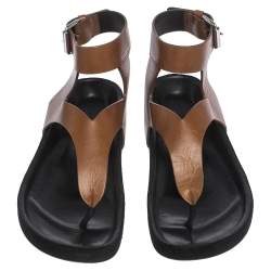 Pre Owned Isabel Marant Brown Leather Elwina Ankle Strap Sandals Size 41