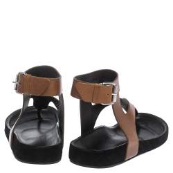Pre Owned Isabel Marant Brown Leather Elwina Ankle Strap Sandals Size 41