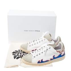 Pre Owned Isabel Marant White Canvas And Multicolor Leather Gilly Low Top Sneakers Size 38