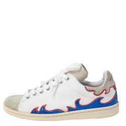 Pre Owned Isabel Marant White Canvas And Multicolor Leather Gilly Low Top Sneakers Size 38