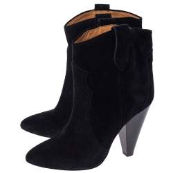 Isabel Marant Black Suede Roxann Ankle Boots Size 38