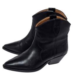 Pre Owned Isabel Marant Black Leather Dewina Ankle Boots Size 39