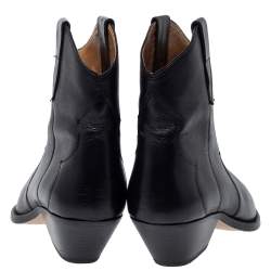 Pre Owned Isabel Marant Black Leather Dewina Ankle Boots Size 39