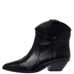 Pre Owned Isabel Marant Black Leather Dewina Ankle Boots Size 39