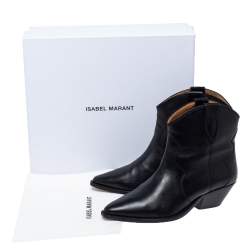 Pre Owned Isabel Marant Black Leather Dewina Ankle Boots Size 39