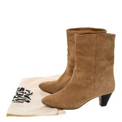 Pre Owned Isabel Marant Light Brown Suede Dyna Ankle Boots Size 37