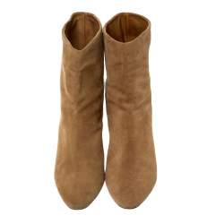 Pre Owned Isabel Marant Light Brown Suede Dyna Ankle Boots Size 37