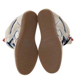 Pre Owned Isabel Marant Grey Suede with Metalllic Blue/Red Leather Trim Bekett Wedge Sneakers Size 39