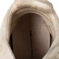 Pre Owned Isabel Marant Grey Suede with Metalllic Blue/Red Leather Trim Bekett Wedge Sneakers Size 39