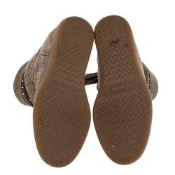 Pre Owned Isabel Marant Grey Cutout Suede Tassel Embellished "Beslay" Wedge Ankle Boots Size 38