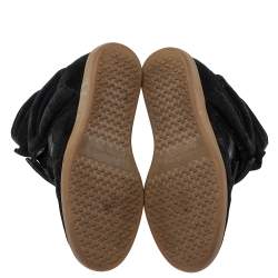 Pre Owned Isabel Marant Black Suede And Leather Bekett Wedge High Top Sneakers Size 37