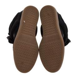 Pre Owned Isabel Marant Black Suede And Leather Bekett Wedge High Top Sneakers Size 39