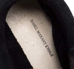 Pre Owned Isabel Marant Black Suede Bobby Lace Up Wedge Sneakers Size 36