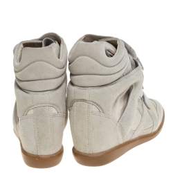 Pre Owned Isabel Marant Grey Suede Bekett Wedge Sneakers Size 37