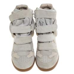 Pre Owned Isabel Marant Grey Suede Bekett Wedge Sneakers Size 37
