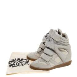Pre Owned Isabel Marant Grey Suede Bekett Wedge Sneakers Size 37
