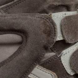 Pre Owned Isabel Marant Grey Suede And Leather Bekett Wedge High Top Sneakers Size 38