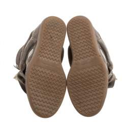 Pre Owned Isabel Marant Grey Suede And Leather Bekett Wedge High Top Sneakers Size 38