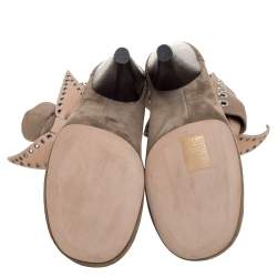 Pre Owned Isabel Marant Khaki Brown Suede Milla Bow Tie Loafer Ankle Boots Size 38