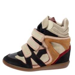 Pre Owned Isabel Marant Multicolor Suede Leather Bekett Wedge High Top Sneakers Size 39