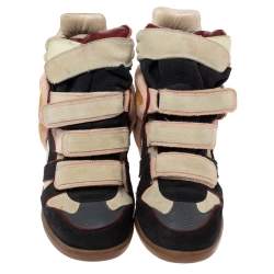 Pre Owned Isabel Marant Multicolor Suede Leather Bekett Wedge High Top Sneakers Size 39