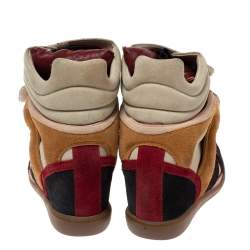 Pre Owned Isabel Marant Multicolor Suede Leather Bekett Wedge High Top Sneakers Size 39