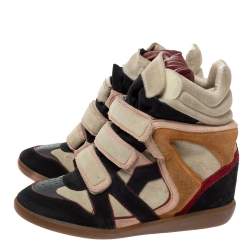 Pre Owned Isabel Marant Multicolor Suede Leather Bekett Wedge High Top Sneakers Size 39