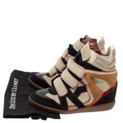 Pre Owned Isabel Marant Multicolor Suede Leather Bekett Wedge High Top Sneakers Size 39