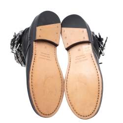 Pre Owned Isabel Marant Black Leather Teylon  Studded Ankle Boots Size 35