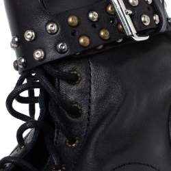 Pre Owned Isabel Marant Black Leather Teylon  Studded Ankle Boots Size 35