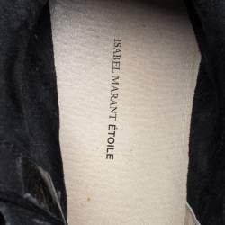 Pre Owned Isabel Marant Black Suede Bobby Lace Up Wedge Sneakers Size 40