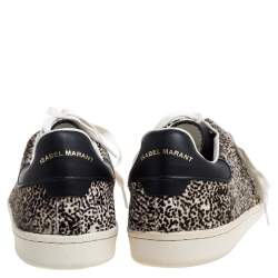 Pre Owned Isabel Marant Beige Leopard Print Calfhair and Leather Low Top Sneakers Size 41