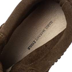 Pre Owned Isabel Marant Brown Suede Leather Bobby Wedge Lace Up Sneakers Size 40