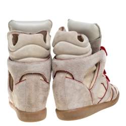 Pre Owned Isabel Marant Grey Suede Leather Bekett Wedge High Top Sneaker Size 40