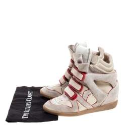 Pre Owned Isabel Marant Grey Suede Leather Bekett Wedge High Top Sneaker Size 40