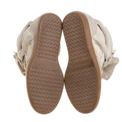 Pre Owned Isabel Marant Beige Suede Leather Bekett Wedge High Top Sneaker Size 38