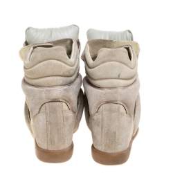Pre Owned Isabel Marant Beige Suede Leather Bekett Wedge High Top Sneaker Size 38
