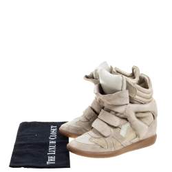 Pre Owned Isabel Marant Beige Suede Leather Bekett Wedge High Top Sneaker Size 38