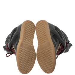 Pre Owned Isabel Marant Black Suede Leather Bekett Wedge High Top Sneakers Size 38