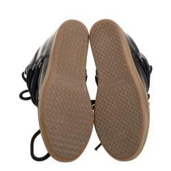 Pre Owned Isabel Marant Black Suede And Leather Nowels Wedge High Top Sneakers Size 38