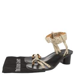 Pre Owned Isabel Marant Pale Green Suede Joakee Studded Ankle Strap Sandals Size 38