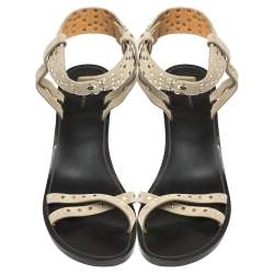 Pre Owned Isabel Marant Pale Green Suede Joakee Studded Ankle Strap Sandals Size 38