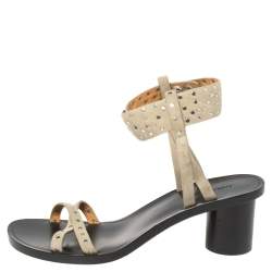 Pre Owned Isabel Marant Pale Green Suede Joakee Studded Ankle Strap Sandals Size 38