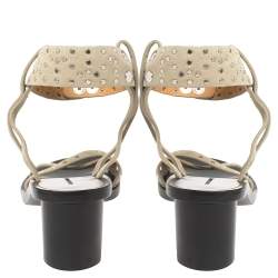 Pre Owned Isabel Marant Pale Green Suede Joakee Studded Ankle Strap Sandals Size 38