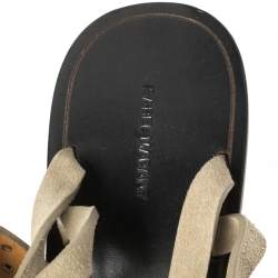 Pre Owned Isabel Marant Pale Green Suede Joakee Studded Ankle Strap Sandals Size 38