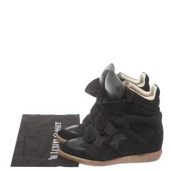 Pre Owned Isabel Marant Black Suede Bekett Wedge High Top Sneakers Size 39